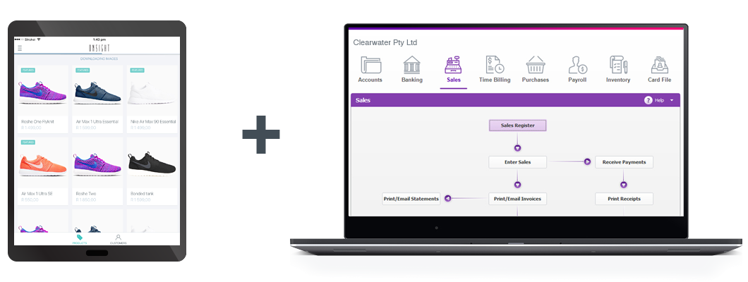 Onsight and MYOB screens