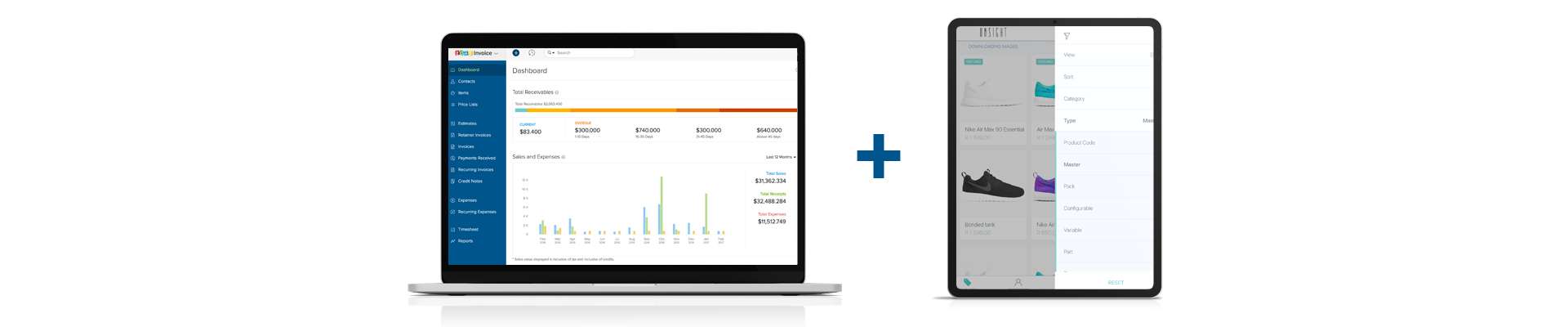 Onsight and Zoho screens