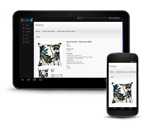 Homeware catalogue app on Android device