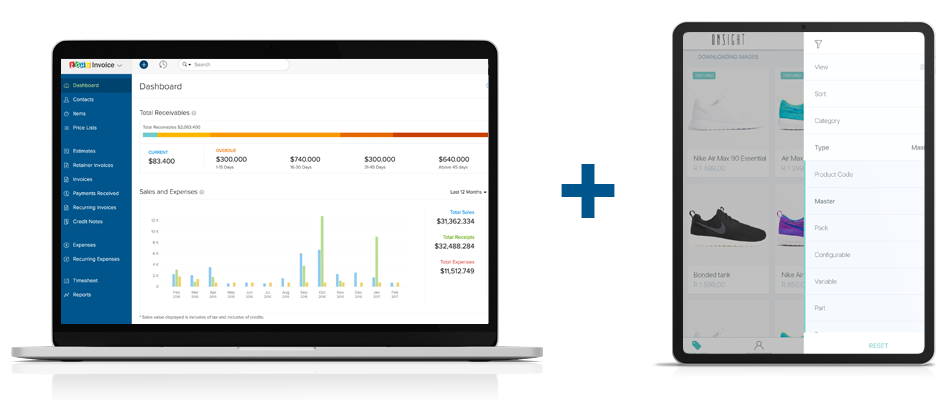 Onsight and Zoho screens