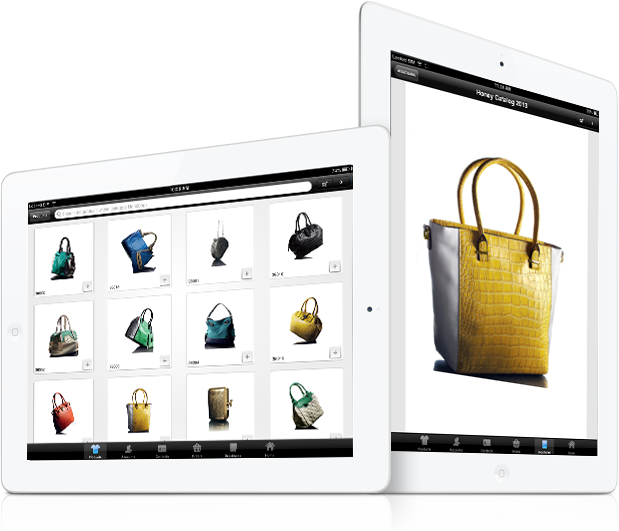 Product catalogue on tablet