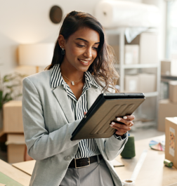 sales rep on ipad using sales software