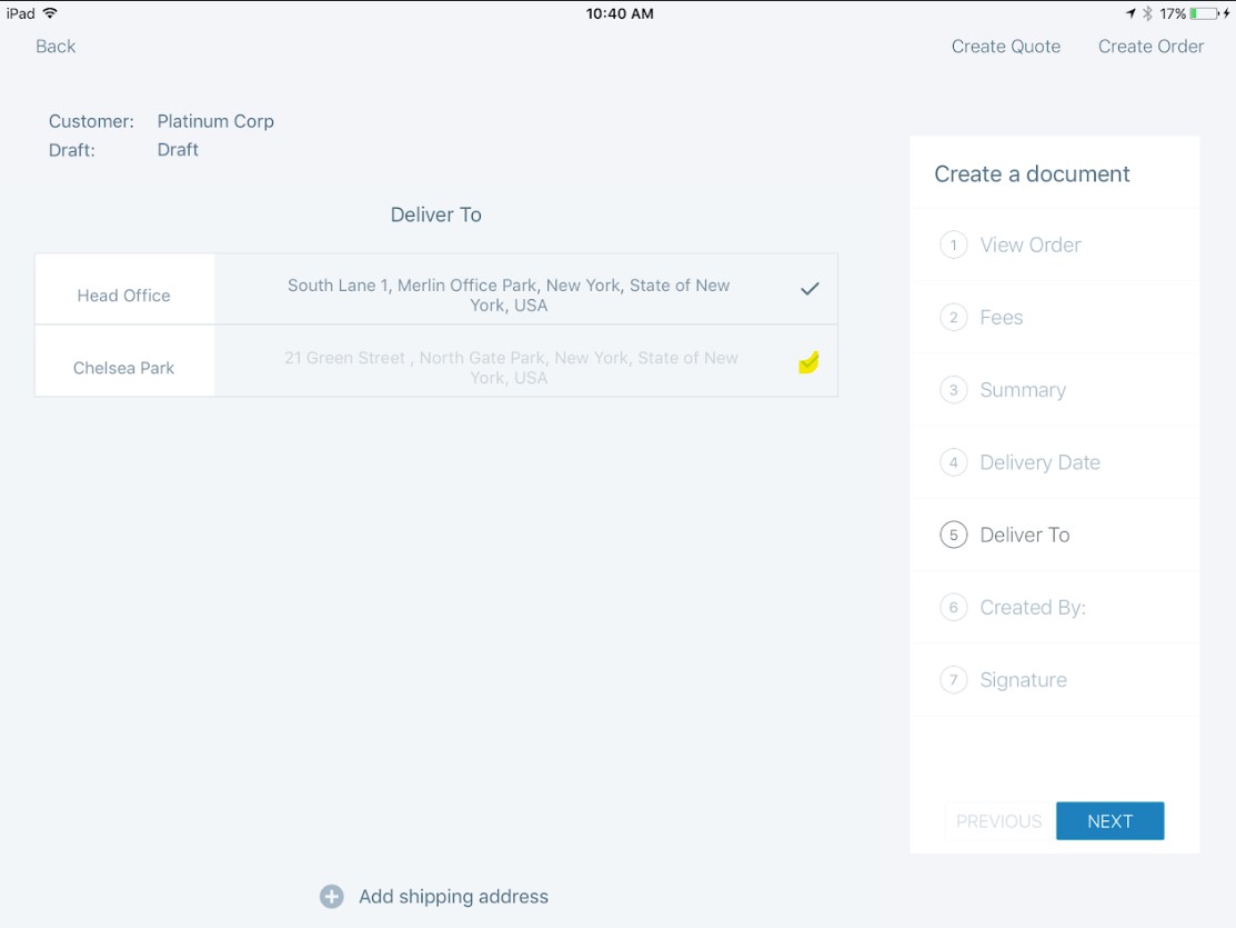 Change a shipping address on order